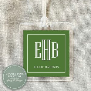 Personalized Block Full Color Monogram Bag Tag, Family Square Luggage Tag
