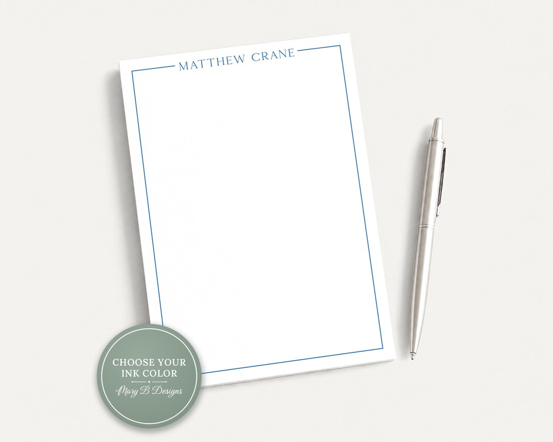 Personalized 5.5x5.5 or 5x7 Colored Border Notepad, Colorful Simple Men ...