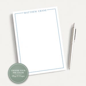 Personalized 5.5x5.5 or 5x7 Colored Border Notepad, Colorful Simple Men Family Notes