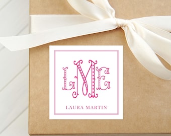 Personalized Dot Monogram 3 Initial Calling Card, Colorful Woman Enclosure Card, Family Square Gift Tag