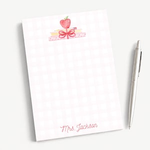 Personalized 5x7 Teacher Notepad, School Pink Books Notes