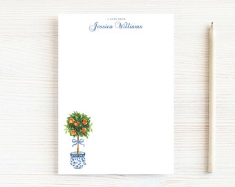 Personalized Orange Topiary Notepad, Women Greenery Notepad