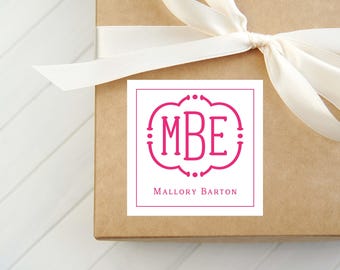 Personalized Monogram Calling Card, Woman Enclosure Card, Family Square Gift Tag