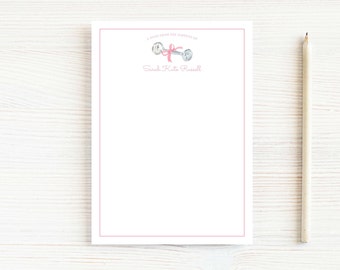 Personalized Pink Baby Rattle Notepad, Newborn Girl Notepad