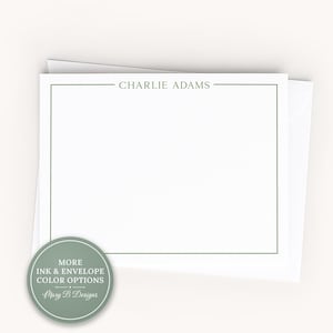 Personalized A2 Size Colorful Border Stationery, Men Professional Family Flat Notecard Set