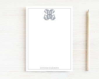 Bloc de notas vintage personalizado con monograma, bloc de notas colorido