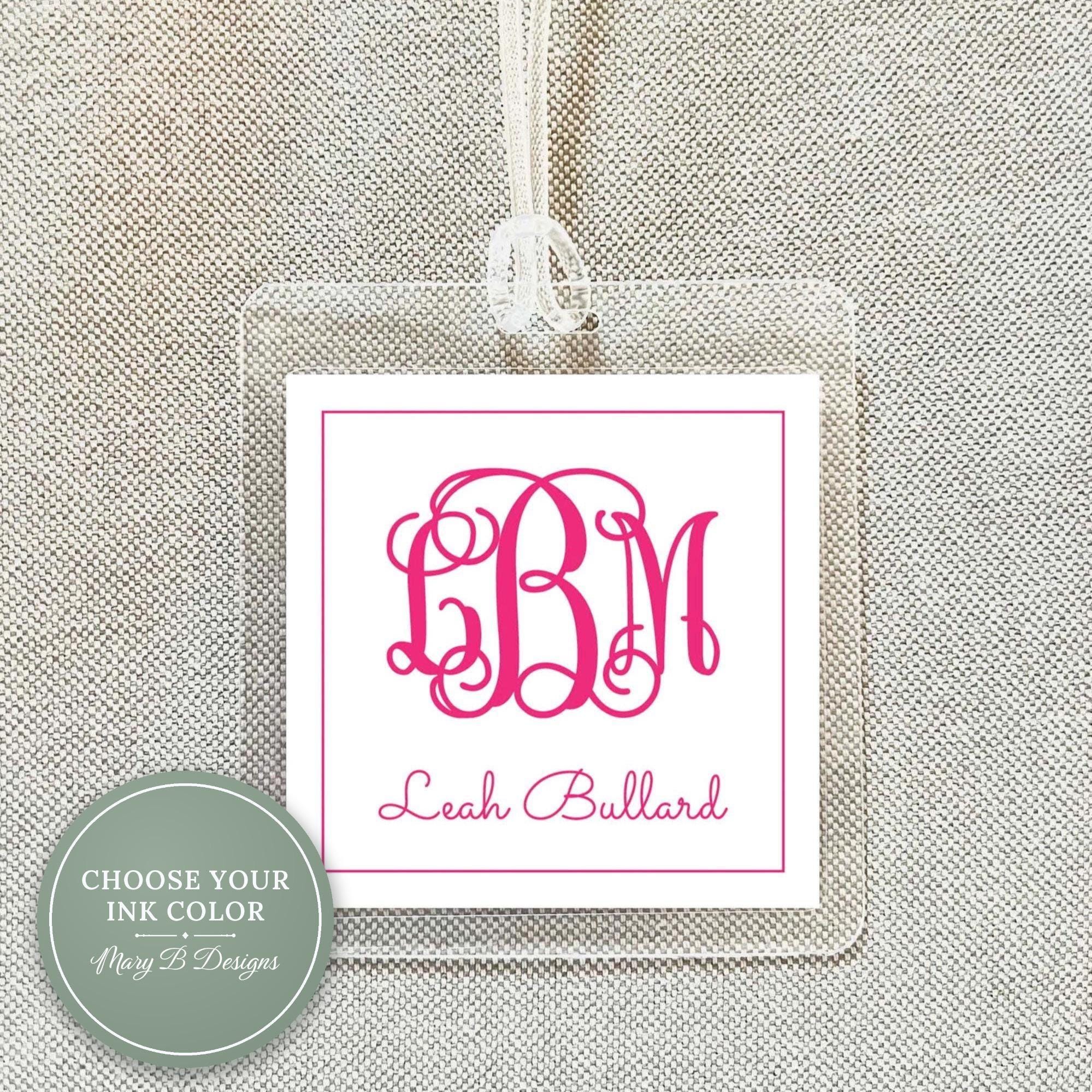 Monogram Tag Personalized Script Monogram Bag Tag, Family Square Luggage Tag - Etsy