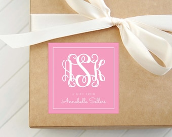 Personalized Script Monogram Solid Color Calling Card, Colorful Woman Enclosure Card, Family Square Gift Tag