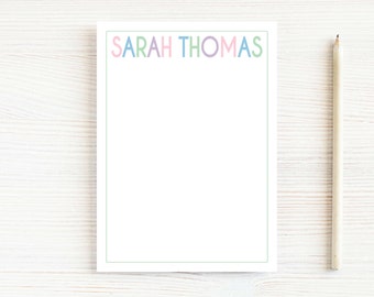 Personalized Pastel Block font Notepad, Colorful Women Notepad
