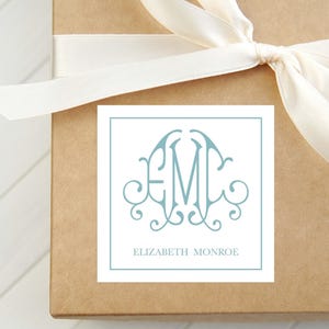 Carte de visite personnalisée à monogramme, carte de visite pour femme avec emboîtement, étiquette cadeau carrée familiale