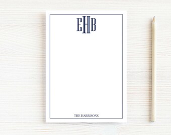 Personalized Block Monogram Notepad, Colorful Family Notepad