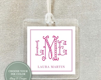 Personalized Dot Monogram Bag Tag, Family Square Luggage Tag