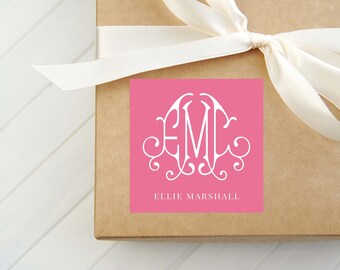 Personalized Monogram Calling Card, Fancy font Woman Enclosure Card, Family Square Gift Tag