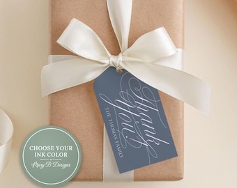 2 x 3.5 inch Thank You Script Gift Tags | Personalized Thanks Colorful Family Tag