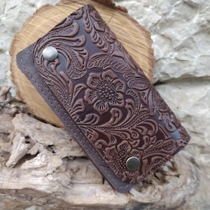 Portefeuille en cuir accordéon