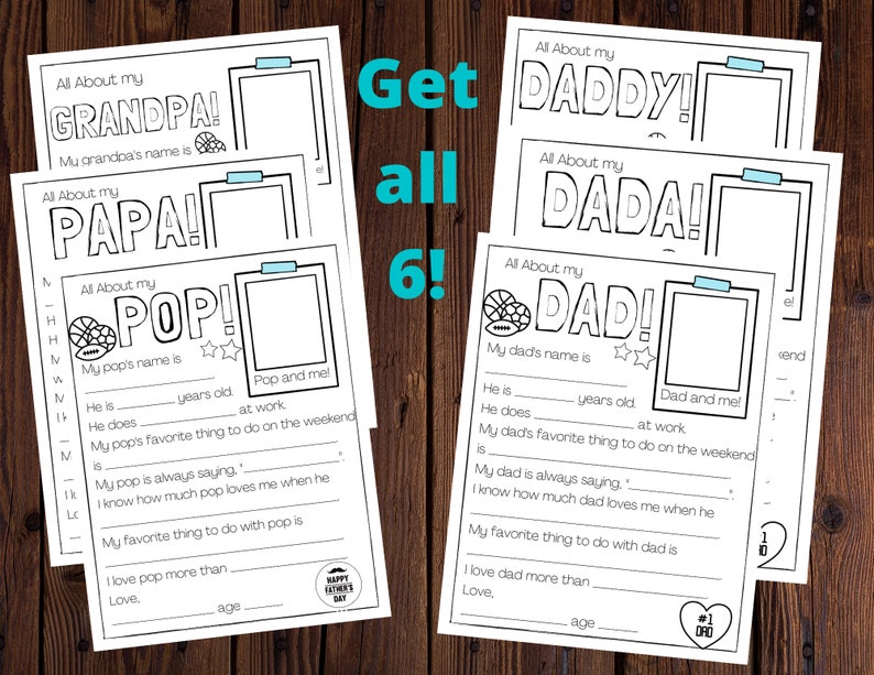 Father's Day Printables, All About My Dad, All About My Daddy, All ...