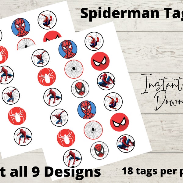 Spiderman Cakepop Toppers, Spiderman Tags, Spiderman Cupcake Toppers