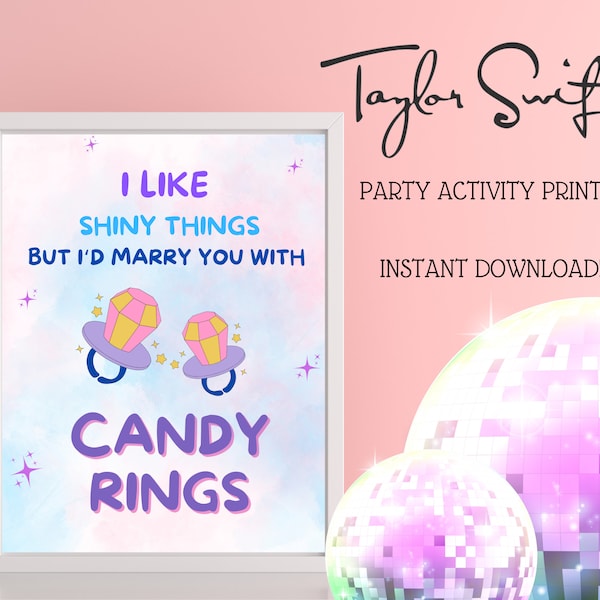 Taylor Swift Birthday Sign - Taylor Swift Birthday Theme Activity, I like Shiny Things Sign