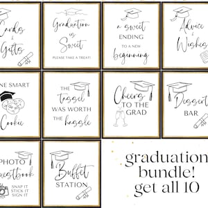 Graduation Party Sign Bundle, Graduation Table Signs, Grad Party Decor Signage, Modern Minimalist Graduate Sign Printable, Class of 2024