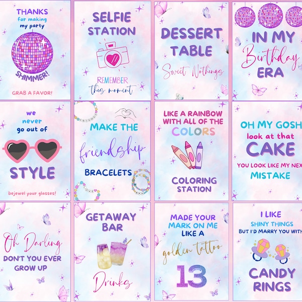 Ultimate Taylor Swift Birthday Sign Bundle - get all 12 and more! Taylor Swift Birthday Theme Activity