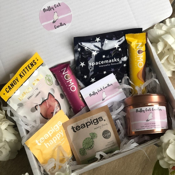 Vegan Self Care Pamper Hamper | Vegan Hamper | Vegan Gifts | Vegan Gift Box | Pick Me Up | Handmade Candle, Chocolates, Teas, Mask, Sweets