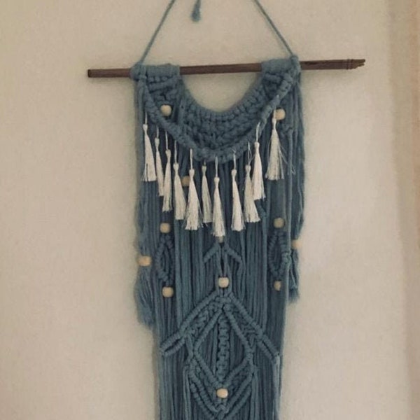 Macrame wall hanging blue