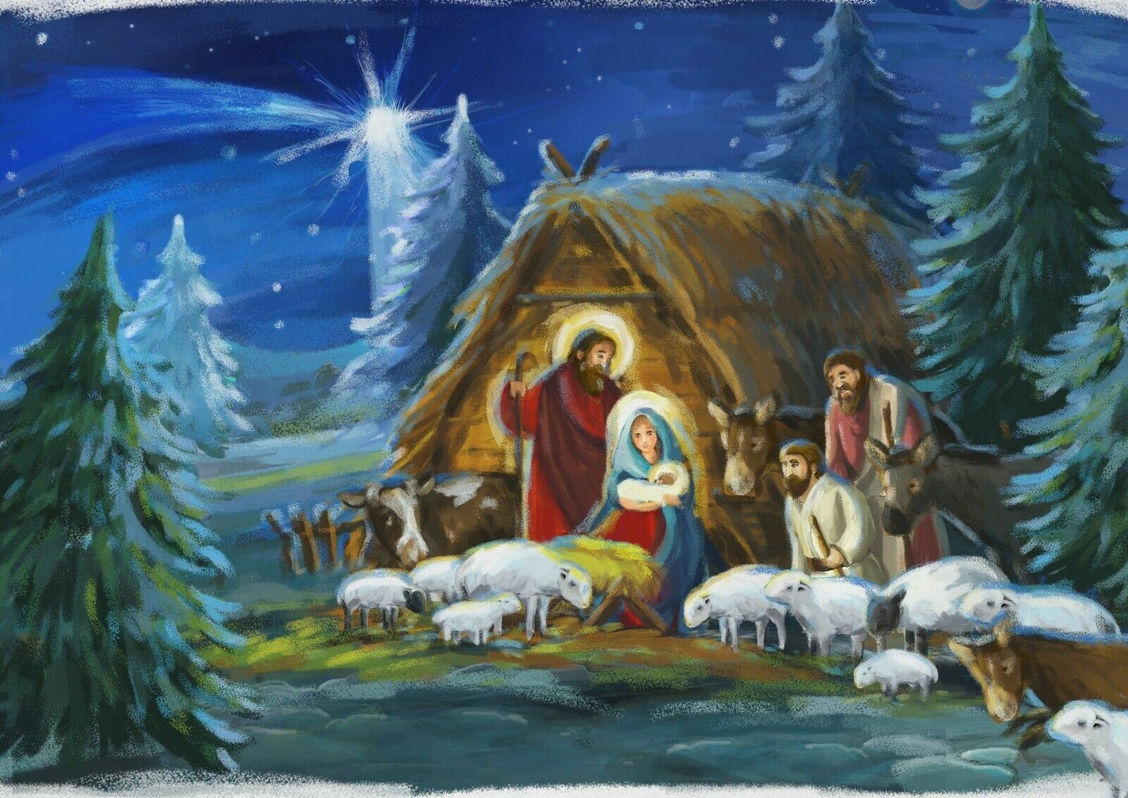 Affiche de scène de nativité  Etsy