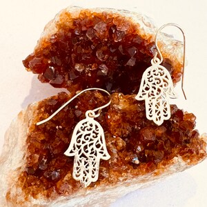 Goldfilled Hamsa Earrings: Judaica Israel Symbol Charm