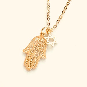 WÄHLEN- Mix Match 2 Charm Symbole Halskette, Jüdische Symbole, Chai, Davidstern, Hamsa, Granatapfel, Merkava, Shema, Made in Israel