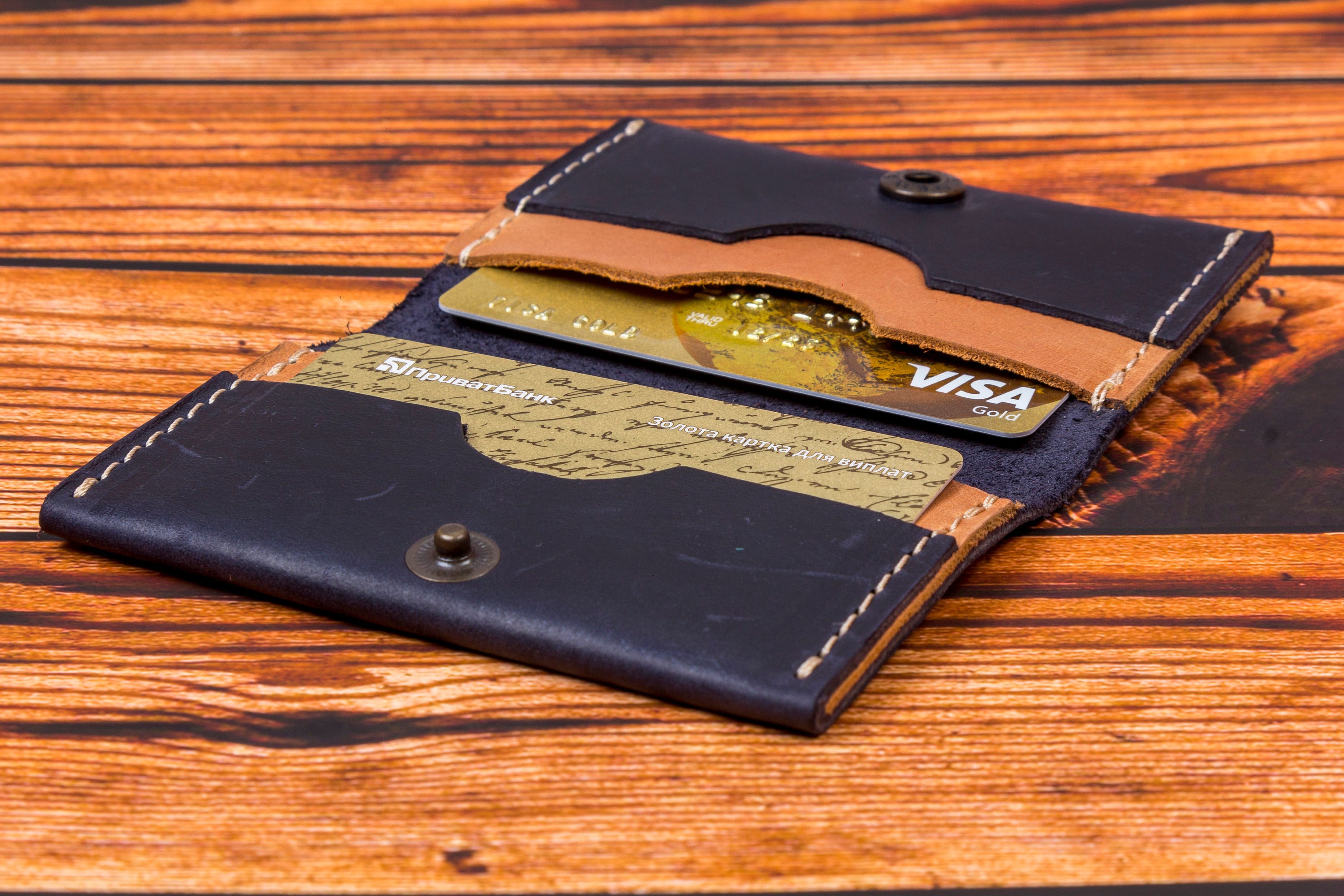 Leather Business Card Holder Custom Leather Wallet Etsy