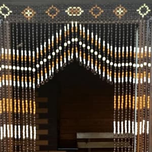 Door beads curtain, Arch Bead curtain for doorway, Wood beaded curtain, Doorway curtain, Handmade wood door curtains, Doorway curtains