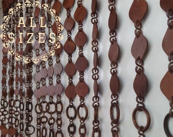 String Bead Curtain, Custom Size Doorway Wooden Curtains, Brown