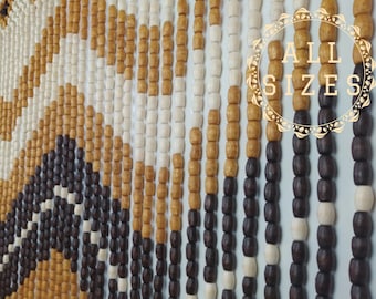 Doorway Curtains Wood Beaded, String Curtain for Door or Window, Handmade Hanging Beads curtains, Handmade Wood Door Curtains for Any Room