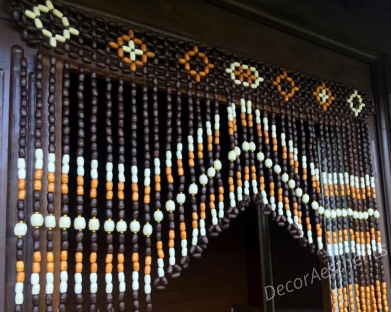 Door Beads Curtain Arch Bead Curtain for Doorway Wood Beaded Etsy