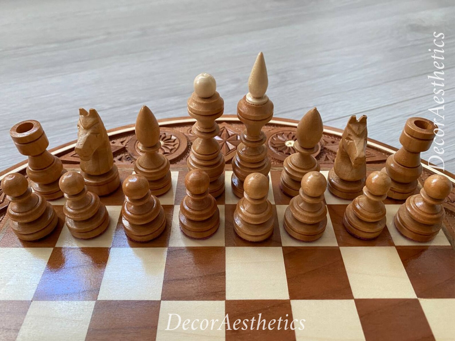 Chess Set Round Chessboard Folding Mini Chess Set Wooden - Etsy