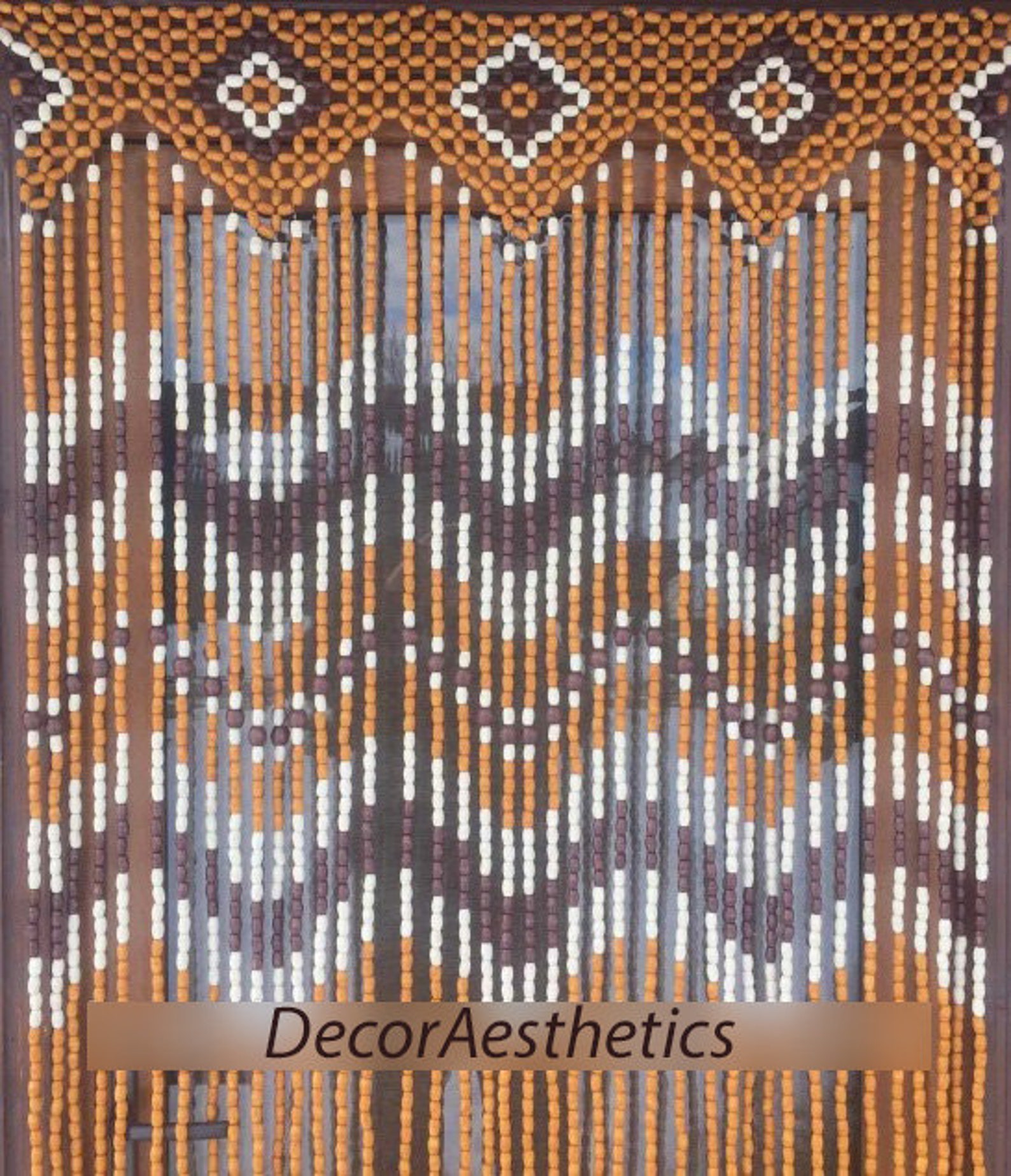 Beaded Doorway Curtains Yellow Wood Curtains for any room Etsy