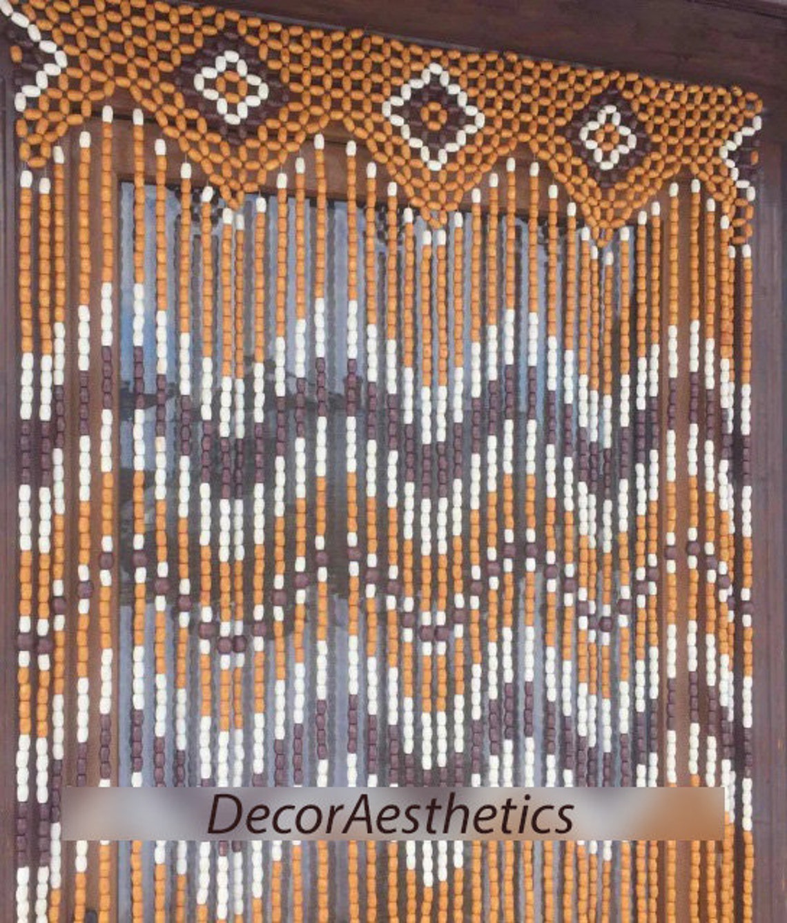 Beaded Doorway Curtains Yellow Wood Curtains for any room Etsy