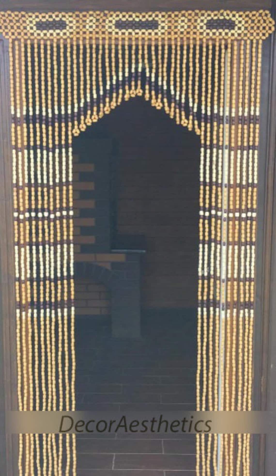 Curtains Beaded Doorways Arch Wooden Beads Door Decor Etsy