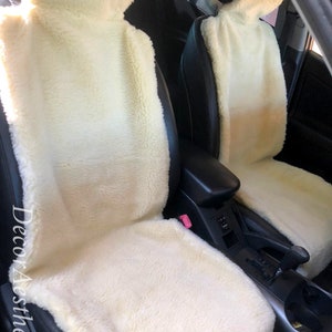Wool Car Seat cover, Sheepskin Car Seats Cover Warm 2 pcs, White Car seats Cover, Sheepskin Seat cover for front Seats, Gift Car Accessory