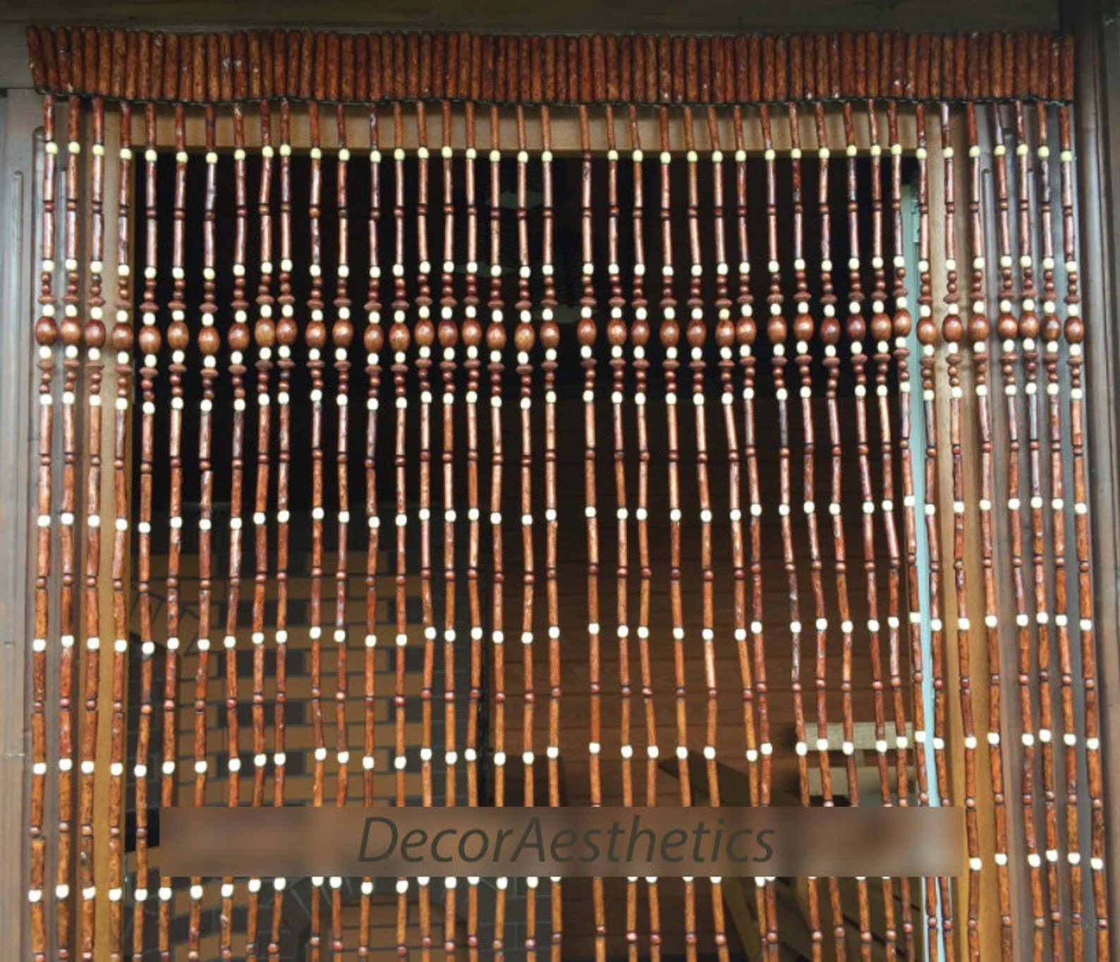 Wood Curtains string Beaded curtain for doorway Handmade Etsy