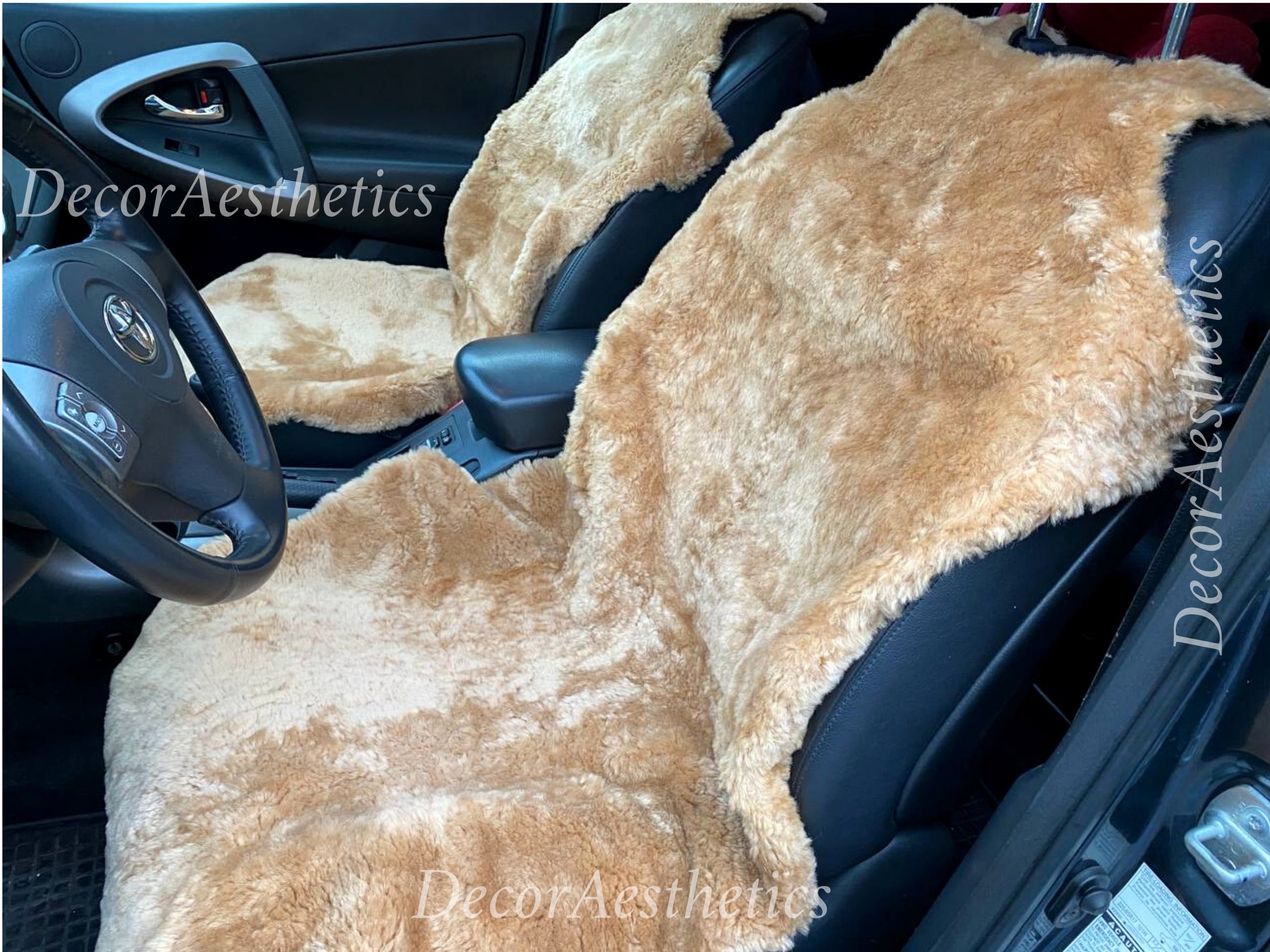 LLB Genuine Sheepskin Car Seat Cushion Seat Covers for Cars Trucks SUV  Comfort Seat Protector Pad for Car Driver Seat Car Accessories for Women  19.2 X