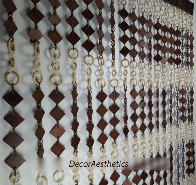 Cortinas de puerta con cuentas Cortinas de madera de tamaño | Etsy