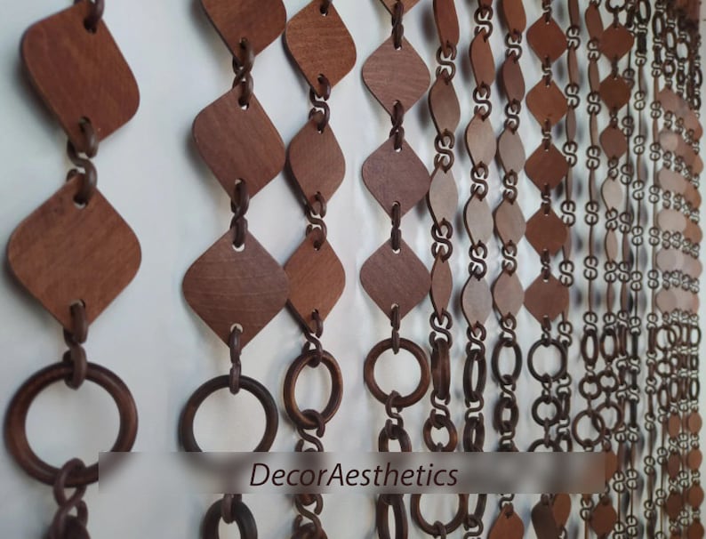 String Bead Curtain Custom Size Doorway Wooden Curtains Etsy