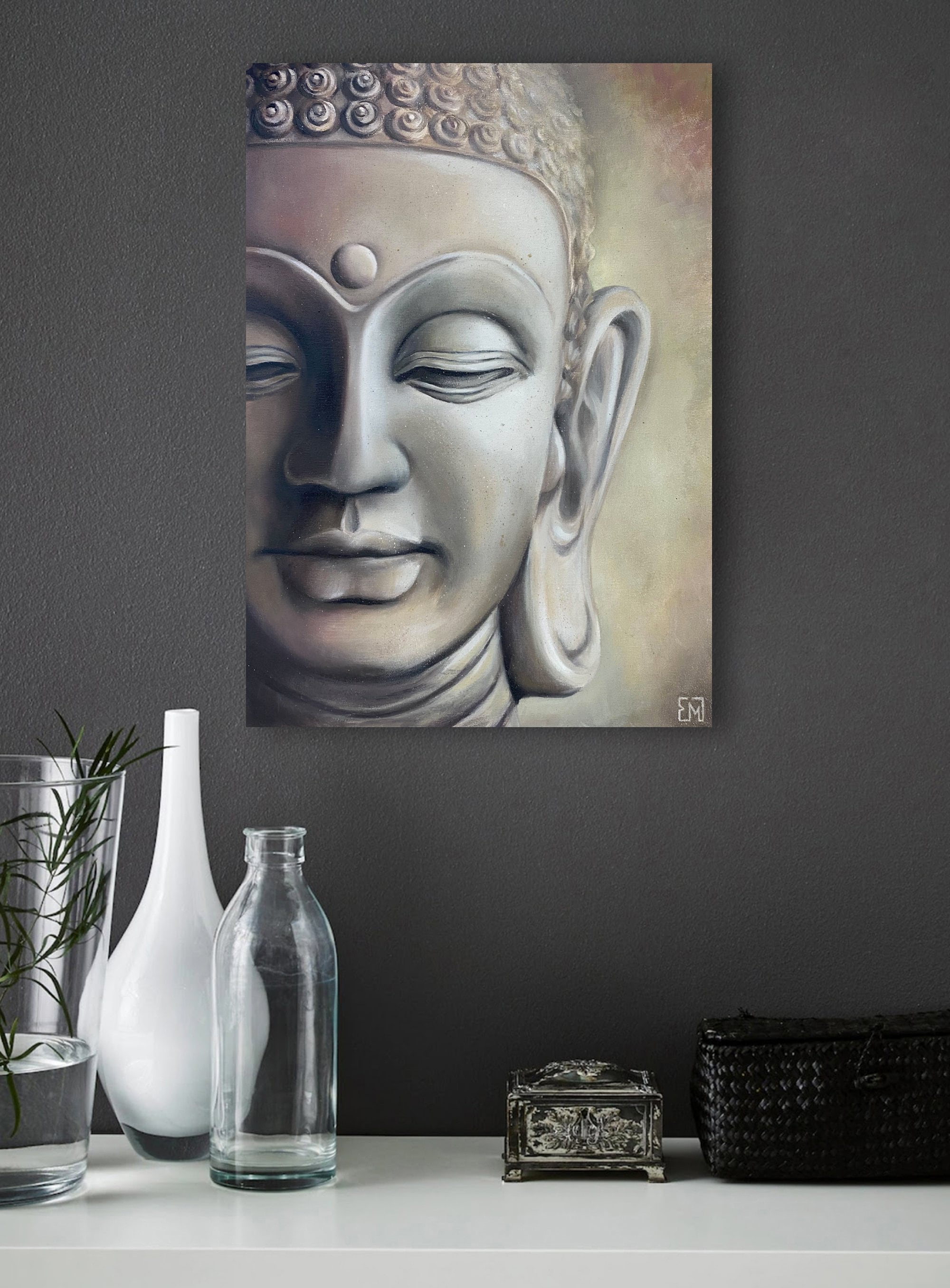 Buddha Painting Original Buddha Wall Art Yoga Canvas Art Etsy