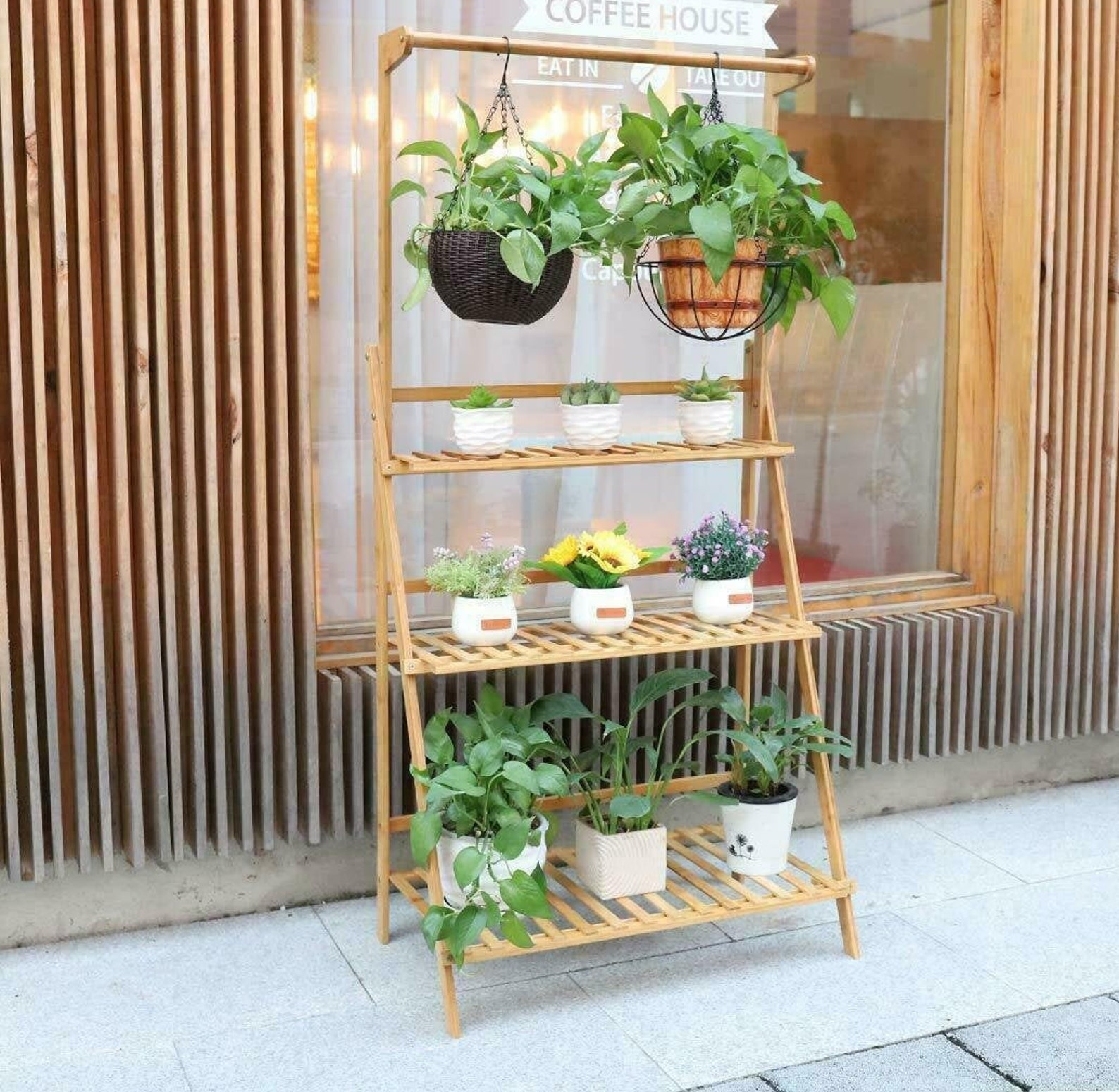 SALE 3 Tier Bamboo Plant Hanger / Clothes Shelving Stand Etsy