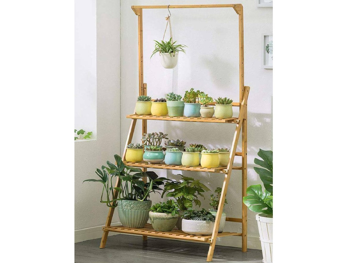 SALE 3 Tier Bamboo Plant Hanger / Clothes Shelving Stand Etsy