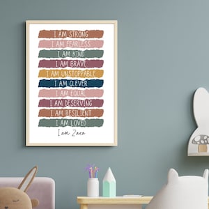 Affirmationen Druck, Kinder Affirmationen, personalisierter Druck, Kinderzimmer Dekor, Spielzimmer Dekor,UNGERAHMT