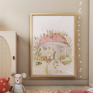 Fairy house print, Nursery print, Fairy wall decor,UNFRAMED