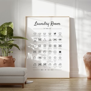 Laundry Symbols, Laundry Room Sign Print, laundry room decor, laundry instructions print, UNFRAMED