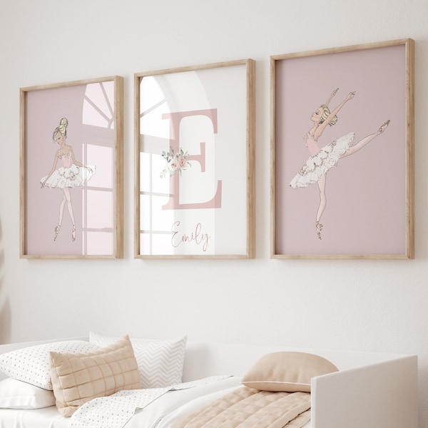 Art mural ballerine, lot de 3 impressions, impressions de chambre de fille ballerine, impressions de chambre de filles, sans cadre